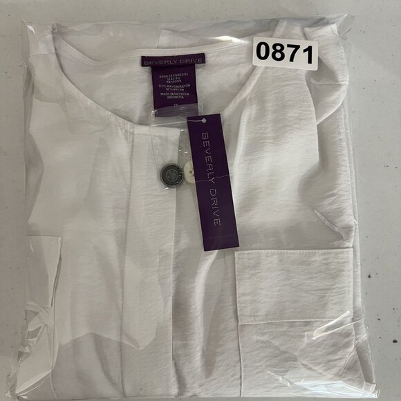 Beverly Drive NWT Women 2X Winter White Blouse Hidden Placket 3/4 Tab Sleeve Top - Picture 14 of 14